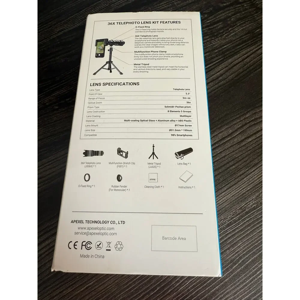 NIB Evil Eye 36X Telephoto Lens, HP HD Telephoto Phone Lens w/ Tripod & Clip